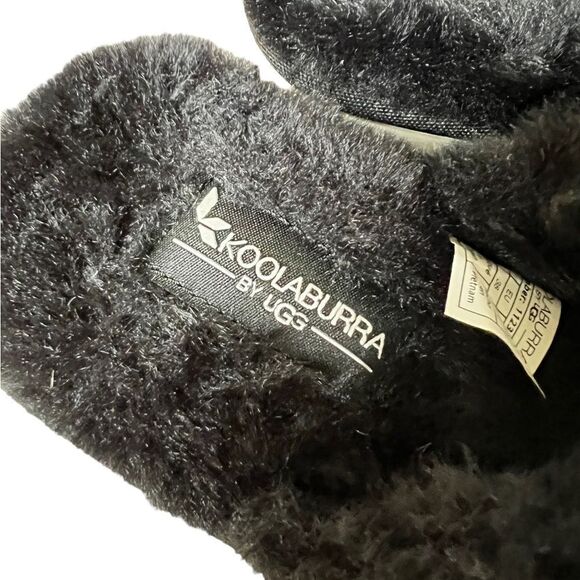 KOOLABURRA BY UGG FUZZ ON FAUX-FUR SLIDE ON BLACK SANDALS - Picture 7 of 12